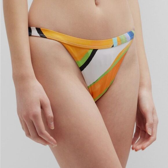 Mara Hoffman Women's White Print Lenni Bikini Bottom Swimwear Large NWT $185 - Picture 1 of 6